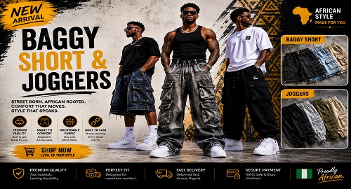 Baggy Short and Jogger-African streetwear for confident style