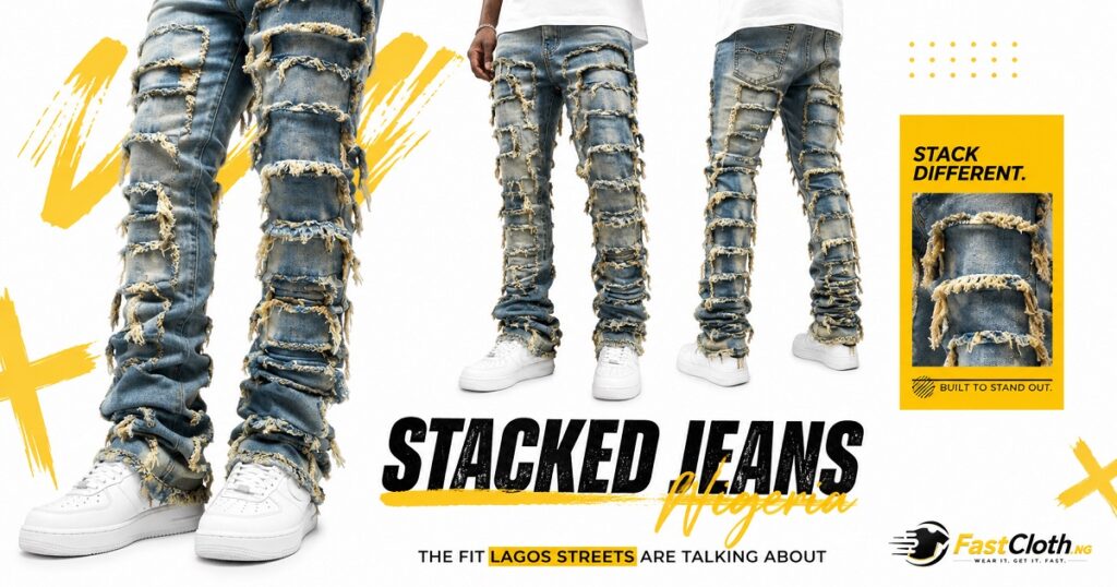 Stacked jeans Lagos street style