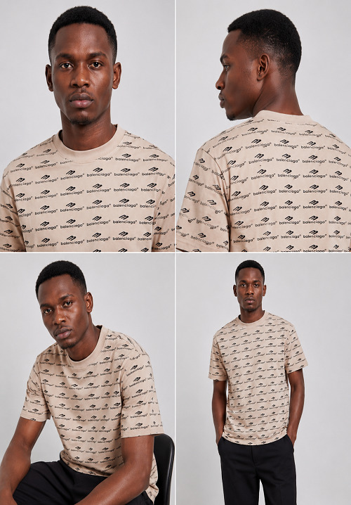 Sand Allover Logo Oversized Tee -2 Sand Allover Logo Oversized Tee