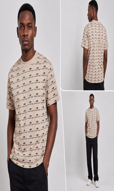 Sand Allover Logo Oversized Tee