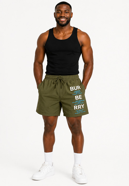 Olive Branded Swim Short