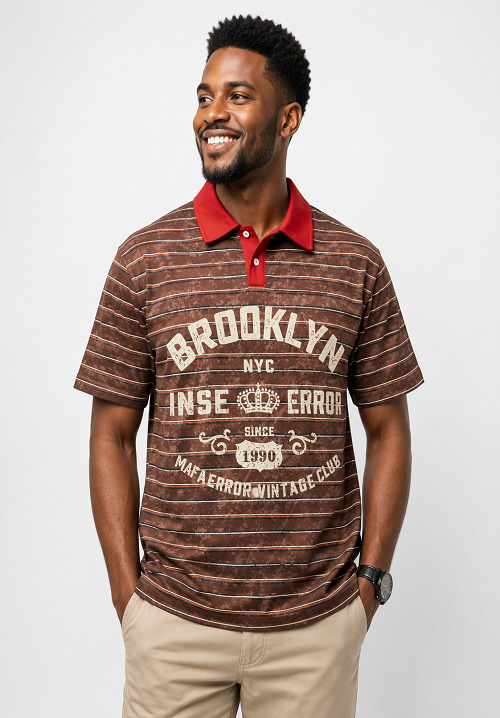Brooklyn NYC Vintage Stripe Polo Shirt