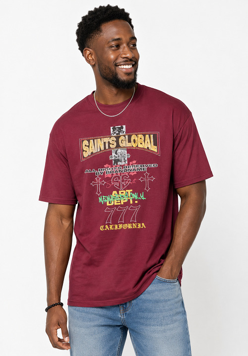 Saints Global Burgundy Graphic Tee
